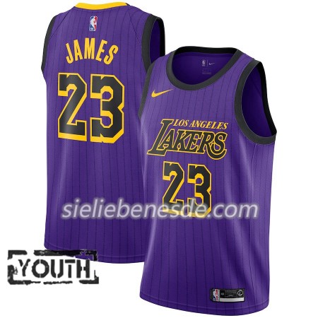 Kinder NBA Los Angeles Lakers Trikot LeBron James 23 2018-19 Nike City Edition Lila Swingman